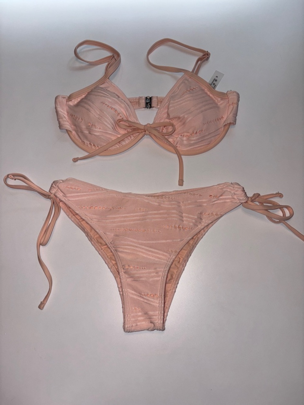 Women's Peach Tie-Detail Bikini Set